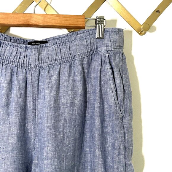 Tahari Linen Wide Leg Pants Size Large Pull On Pockets Coastal Beach Womens - Picture 4 of 9